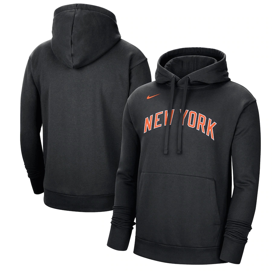 Men's New York Knicks Black 2022/23 City Edition Essential Pullover Hoodie Men's New York Knicks Black 2022/23 City Edition Essential Pullover Hoodie
